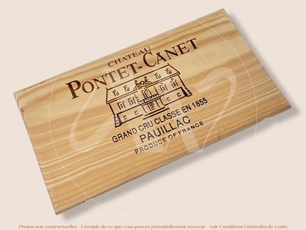 Estampe / Façade d'une caisse de vin en bois du Chateau Pontet Canet - Pauillac - Bordeaux | Format 30x17 cm