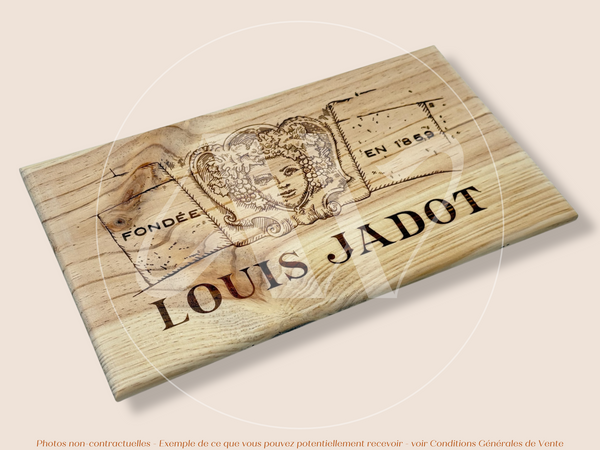 Estampe / Façade d'une caisse de vin en bois de la Maison Louis Jadot - Bourgogne | Format 6 bouteilles = 30x17 cm