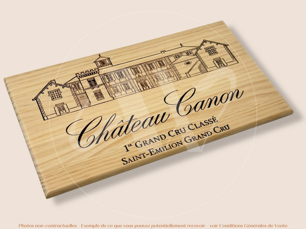 Estampe / Façade d'une caisse de vin en bois du Chateau Canon - Bordeaux | Format 6 ou 12 bouteilles = 30x17 cm