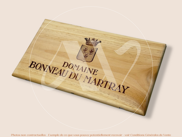 Estampe / Façade d'une caisse de vin en bois du Domaine Bonneau du Martray - Bourgogne | Format 6 bouteilles = 30x17 cm