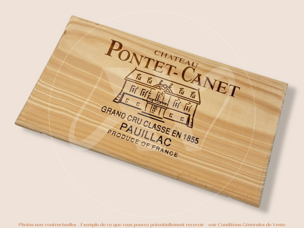 Estampe / Façade d'une caisse de vin en bois du Chateau Pontet Canet - Pauillac - Bordeaux | Format 30x17 cm