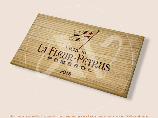 Estampe / Façade d'une caisse de vin en bois du Chateau La Fleur de Petrus - 2018 - Bordeaux | Format 6 bouteilles = 30x17 cm