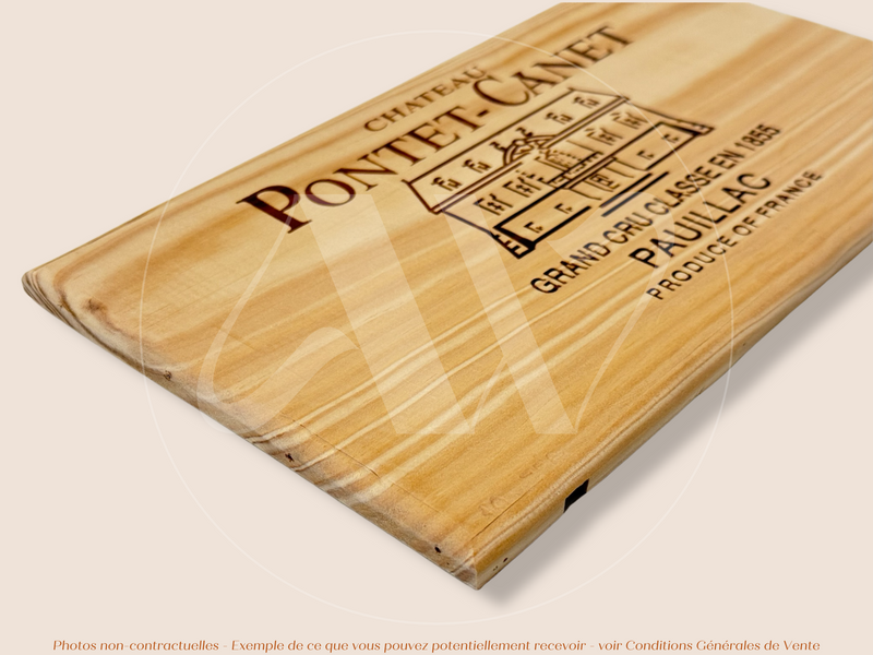 Estampe / Façade d'une caisse de vin en bois du Chateau Pontet Canet - Pauillac - Bordeaux | Format 30x17 cm