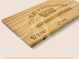 Estampe / Façade d'une caisse de vin en bois du Chateau d'Angludet - 1999 - Margaux - Bordeaux | Format : 30x17 cm