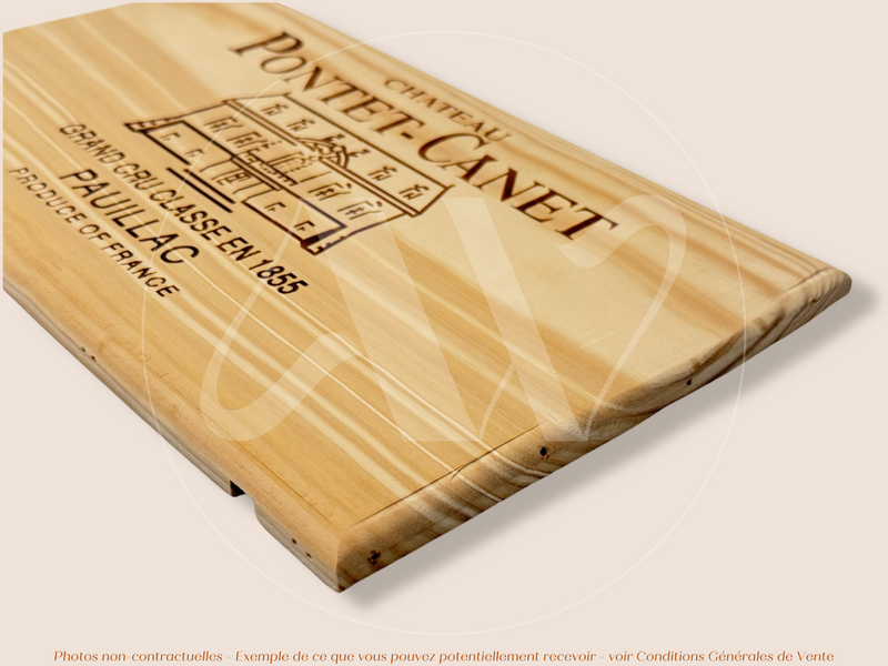 Estampe / Façade d'une caisse de vin en bois du Chateau Pontet Canet - Pauillac - Bordeaux | Format 30x17 cm