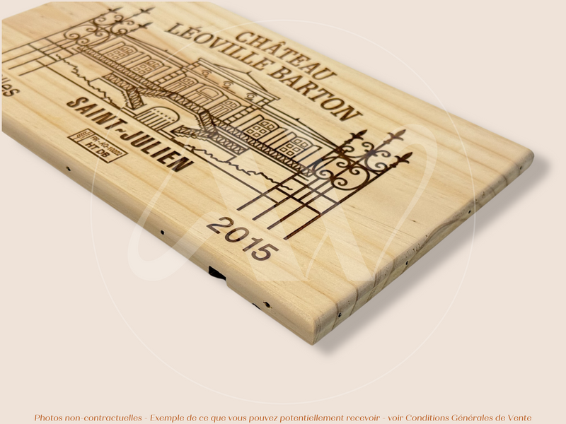 Estampe / Façade d'une caisse de vin en bois du Chateau Leoville Barton - 2015 - Bordeaux | Format : 30x17 cm