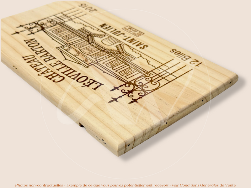 Estampe / Façade d'une caisse de vin en bois du Chateau Leoville Barton - 2015 - Bordeaux | Format : 30x17 cm