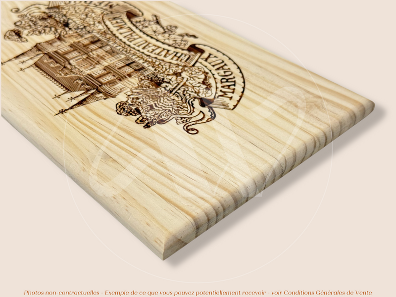 Estampe / Façade d'une caisse de vin en bois du Chateau Palmer - Margaux - Bordeaux | Format 30x17 cm