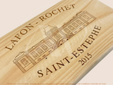 Estampe / Façade d'une caisse de vin en bois du Chateau Lafon Rochet - Saint Estephe - 2015 - Bordeaux | Format 30x17 cm