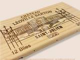 Estampe / Façade d'une caisse de vin en bois du Chateau Leoville Barton - 2015 - Bordeaux | Format : 30x17 cm