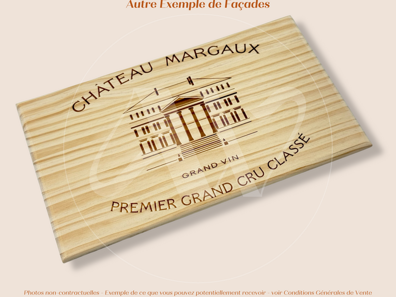 Estampe / Façade d'une caisse de vin en bois du Chateau Margaux - Bordeaux | Format 30x17 cm