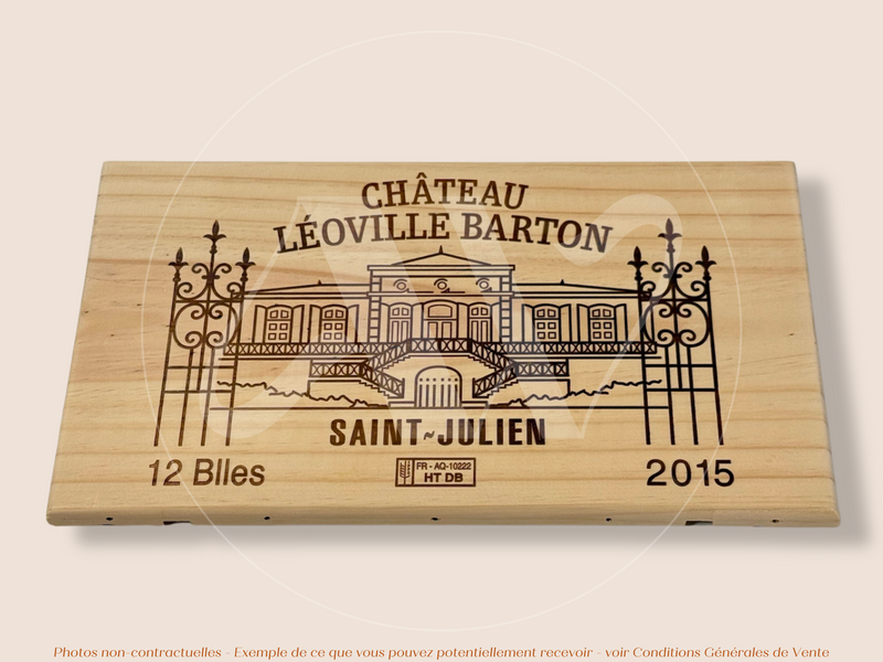 Estampe / Façade d'une caisse de vin en bois du Chateau Leoville Barton - 2015 - Bordeaux | Format : 30x17 cm