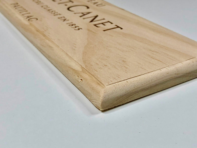 Estampe / Façade d'une caisse de vin en bois du Chateau Pontet Canet - Bordeaux | Format 1 bouteille = 30x9 cm