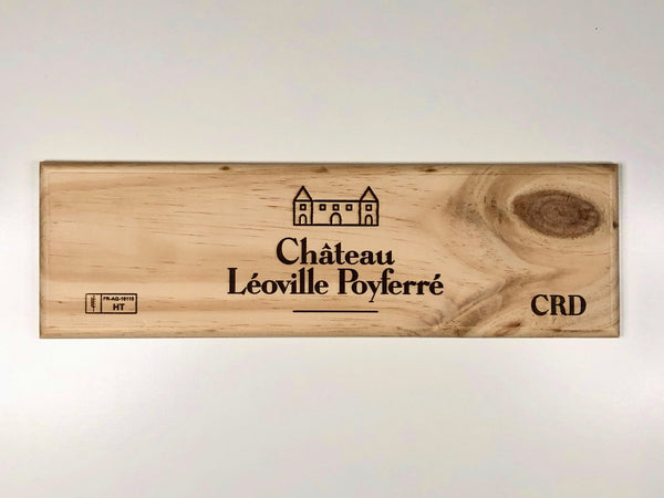 Estampe / Façade d'une caisse de vin en bois du Chateau Léoville Poyferré - Bordeaux | Format 1 bouteille = 30x9 cm