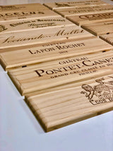 Estampe / Façade d'une caisse de vin en bois du Chateau Pontet Canet - Bordeaux | Format 1 bouteille = 30x9 cm