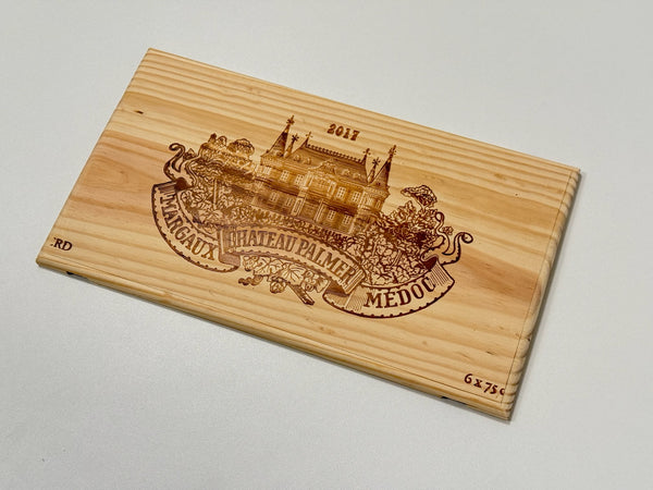 Estampe / Façade d'une caisse de vin en bois du Chateau Palmer - Millésime 2017 - Margaux - Bordeaux | Format 6 ou 12 bouteilles = 30x17 cm