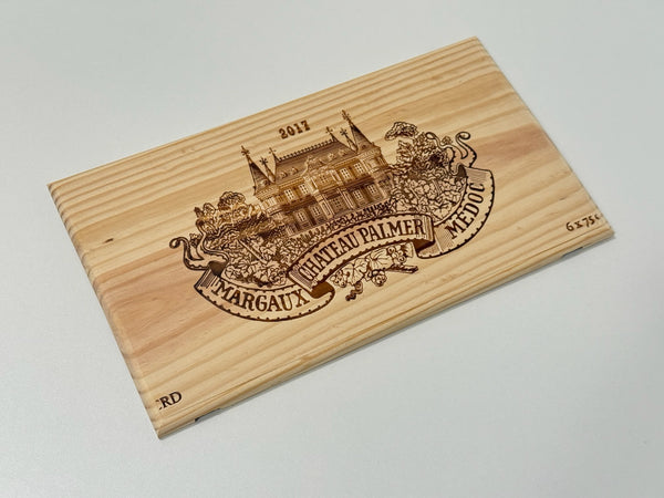 Estampe / Façade d'une caisse de vin en bois du Chateau Palmer - Millésime 2017 - Margaux - Bordeaux | Format 6 ou 12 bouteilles = 30x17 cm