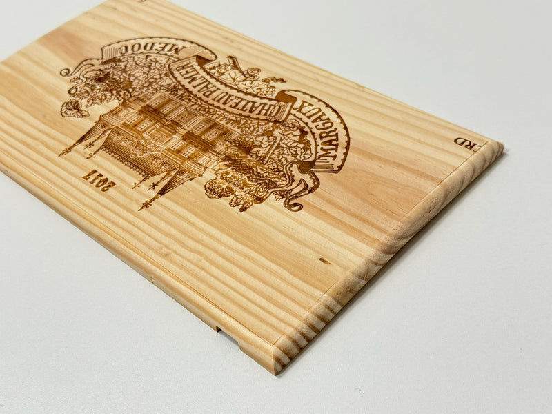 Estampe / Façade d'une caisse de vin en bois du Chateau Palmer - Millésime 2017 - Margaux - Bordeaux | Format 6 ou 12 bouteilles = 30x17 cm