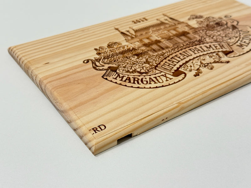 Estampe / Façade d'une caisse de vin en bois du Chateau Palmer - Millésime 2017 - Margaux - Bordeaux | Format 6 ou 12 bouteilles = 30x17 cm