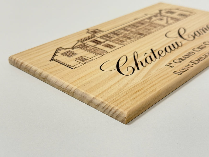 Estampe / Façade d'une caisse de vin en bois du Chateau Canon - Bordeaux | Format 6 ou 12 bouteilles = 30x17 cm
