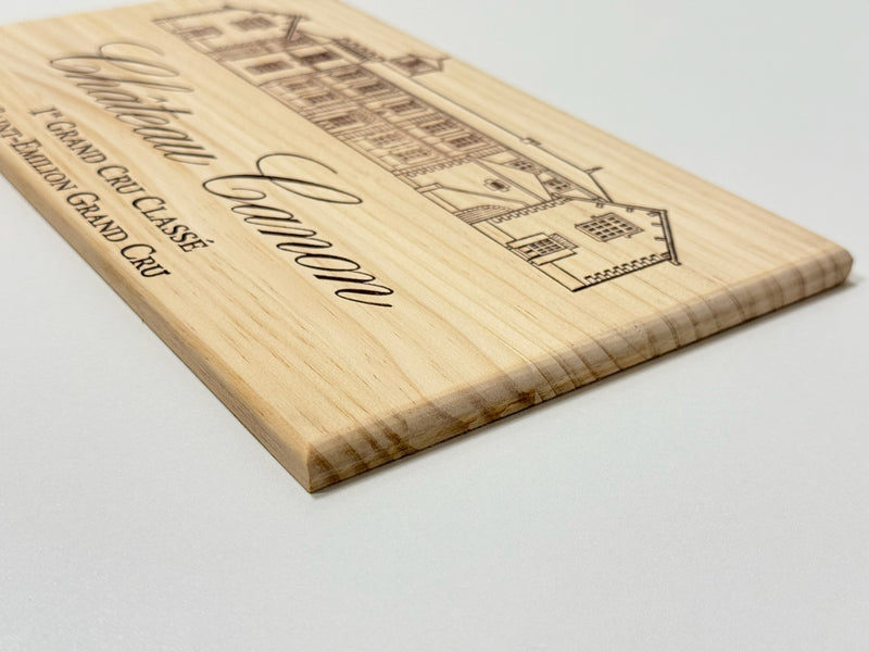 Estampe / Façade d'une caisse de vin en bois du Chateau Canon - Bordeaux | Format 6 ou 12 bouteilles = 30x17 cm