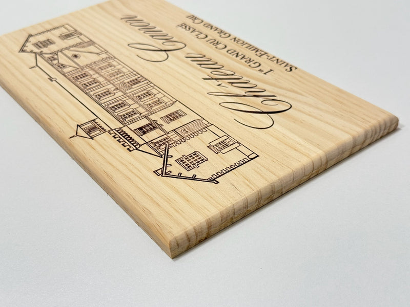 Estampe / Façade d'une caisse de vin en bois du Chateau Canon - Bordeaux | Format 6 ou 12 bouteilles = 30x17 cm