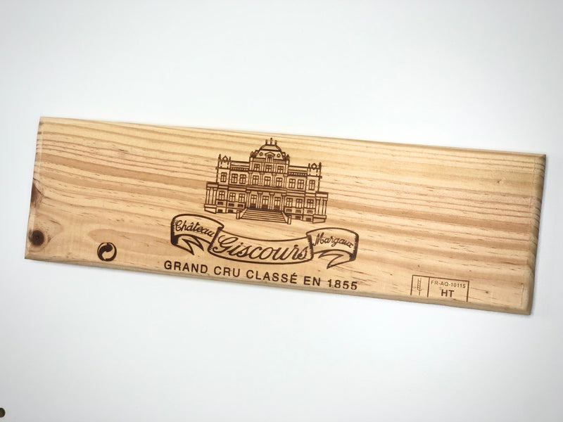 Estampe / Façade d'une caisse de vin en bois du Chateau Giscours - Bordeaux | Format 6 bouteille = 30x9 cm