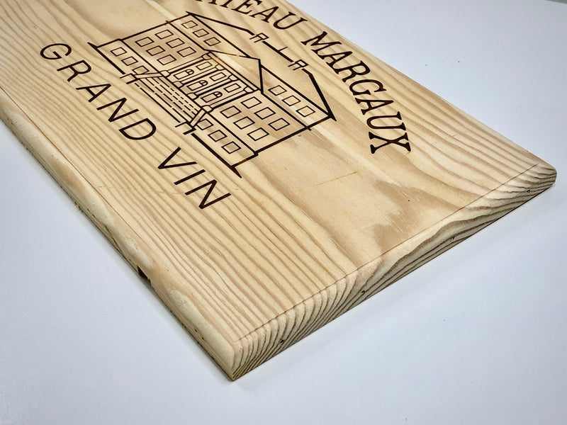 Estampe / Façade d'une caisse de vin en bois du Chateau Margaux - Bordeaux | Format 12 bouteilles = 30x17