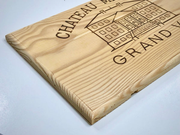 Estampe / Façade d'une caisse de vin en bois du Chateau Margaux - Bordeaux | Format 12 bouteilles = 30x17