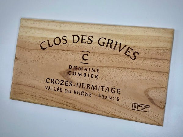 Estampe / Façade d'une caisse de vin en bois du Domaine du Clos des Grives - Vallée du Rhône | Format 6 bouteilles = 30x17