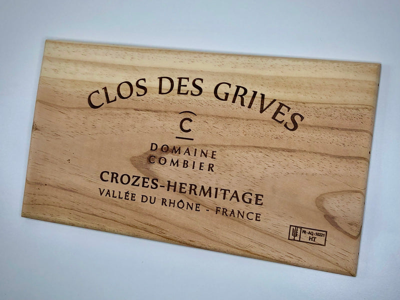 Estampe / Façade d'une caisse de vin en bois du Domaine du Clos des Grives - Vallée du Rhône | Format 6 bouteilles = 30x17