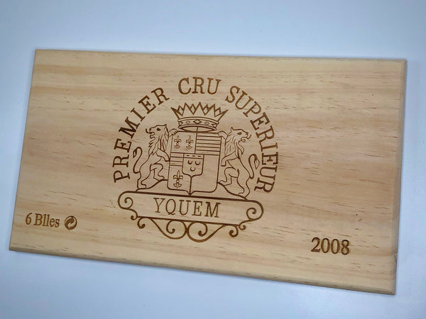 Estampe / Façade d'une caisse de vin en bois du Chateau Yquem 2008 - Sauternes - Bordeaux | Format 12 bouteilles = 30x17