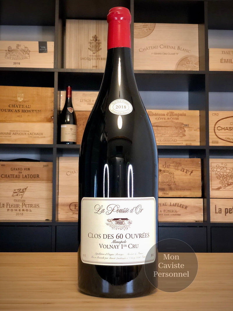 Domaine de la Pousse d'Or  |  Volnay  |  Premier Cru  |  "CLOS DES 60 OUVREES » en Monopole  |  2018  |  Jéroboam  |  Caisse Bois